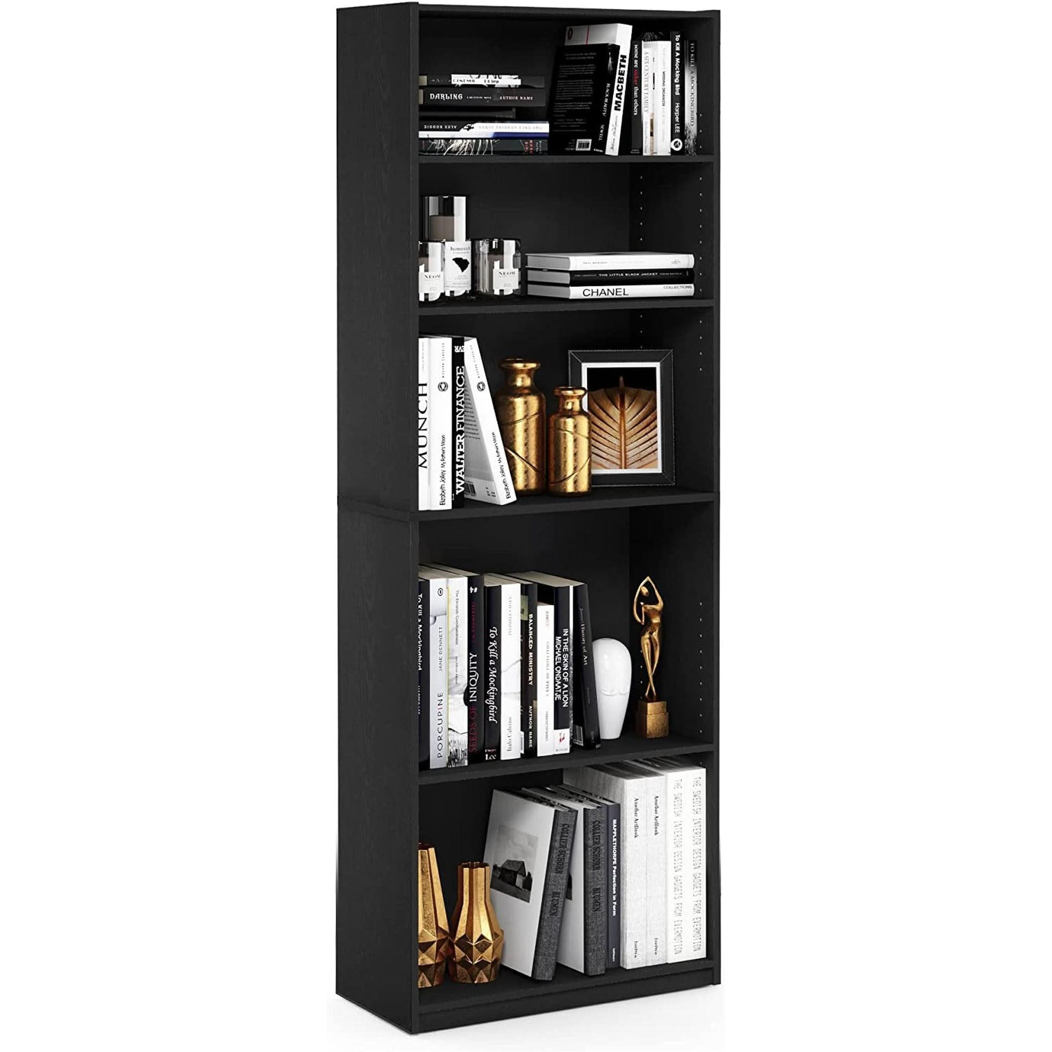 Jaya Black 5 Tier Bookcase For Home Office Storage