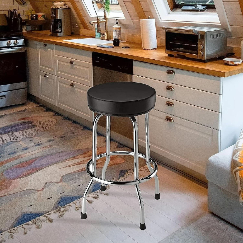 Swivel Bar Stool Padded Black For Garage And Home Use