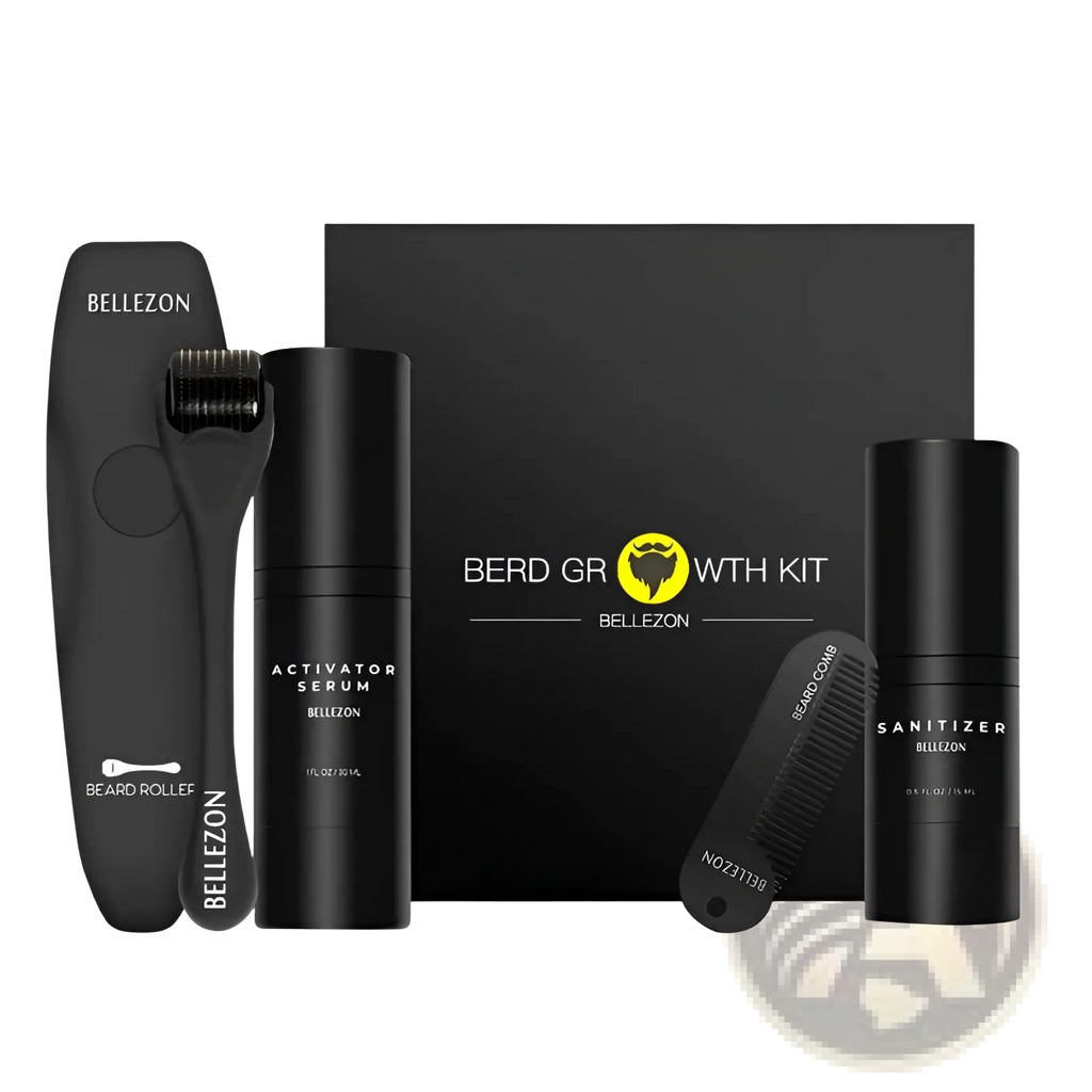 Beard Growth Kit with Derma Roller and Serum Set