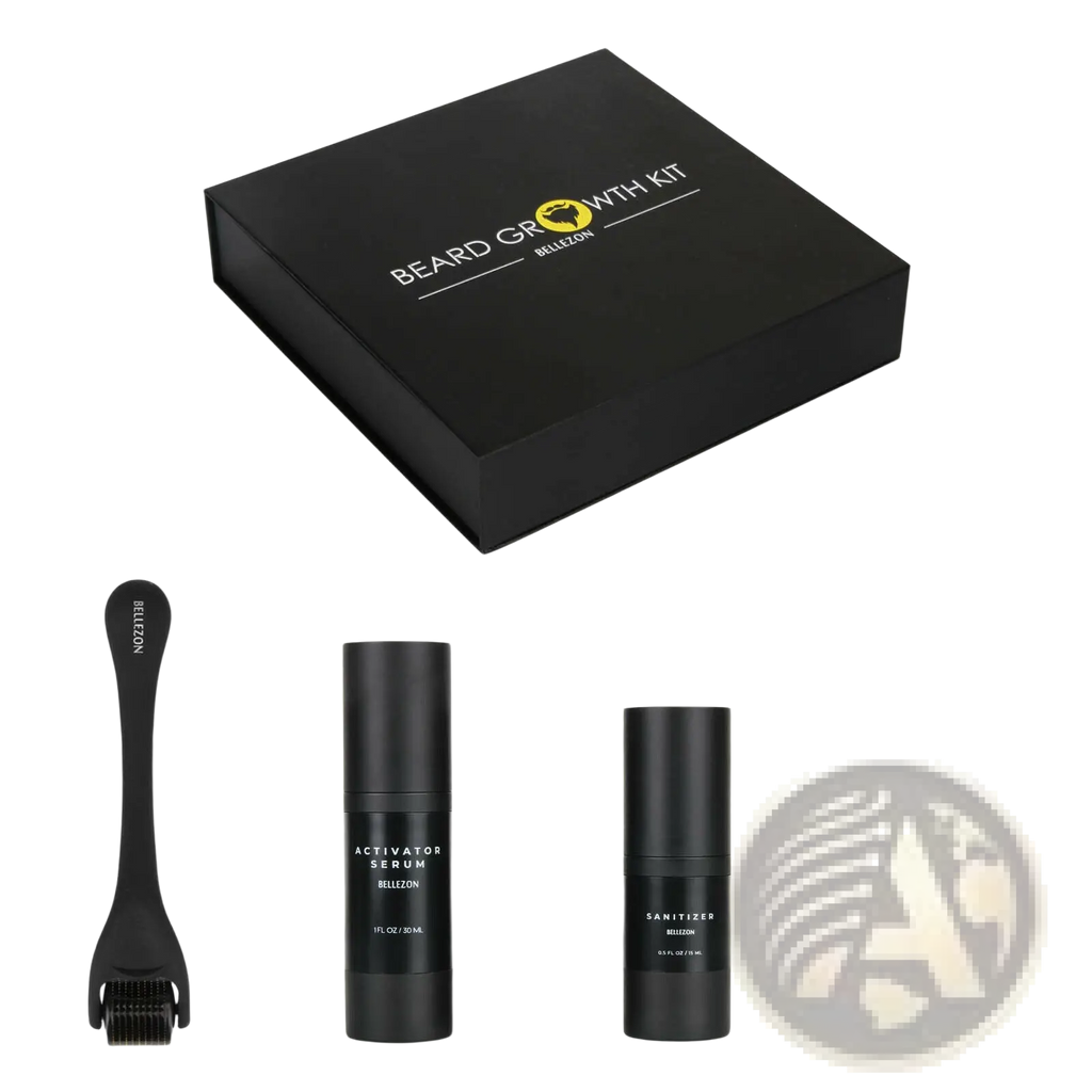 Beard Growth Kit with Derma Roller and Serum Set
