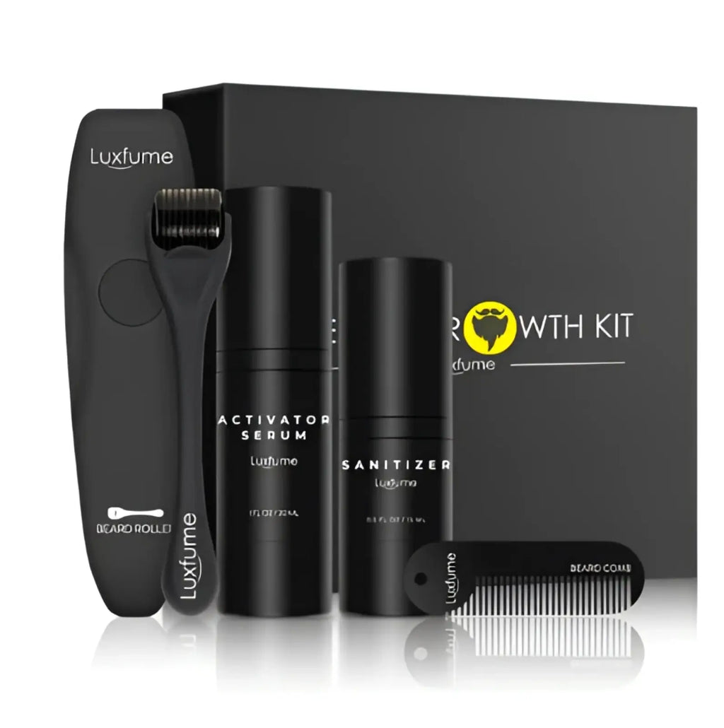 Beard Growth Kit with Derma Roller and Serum Set