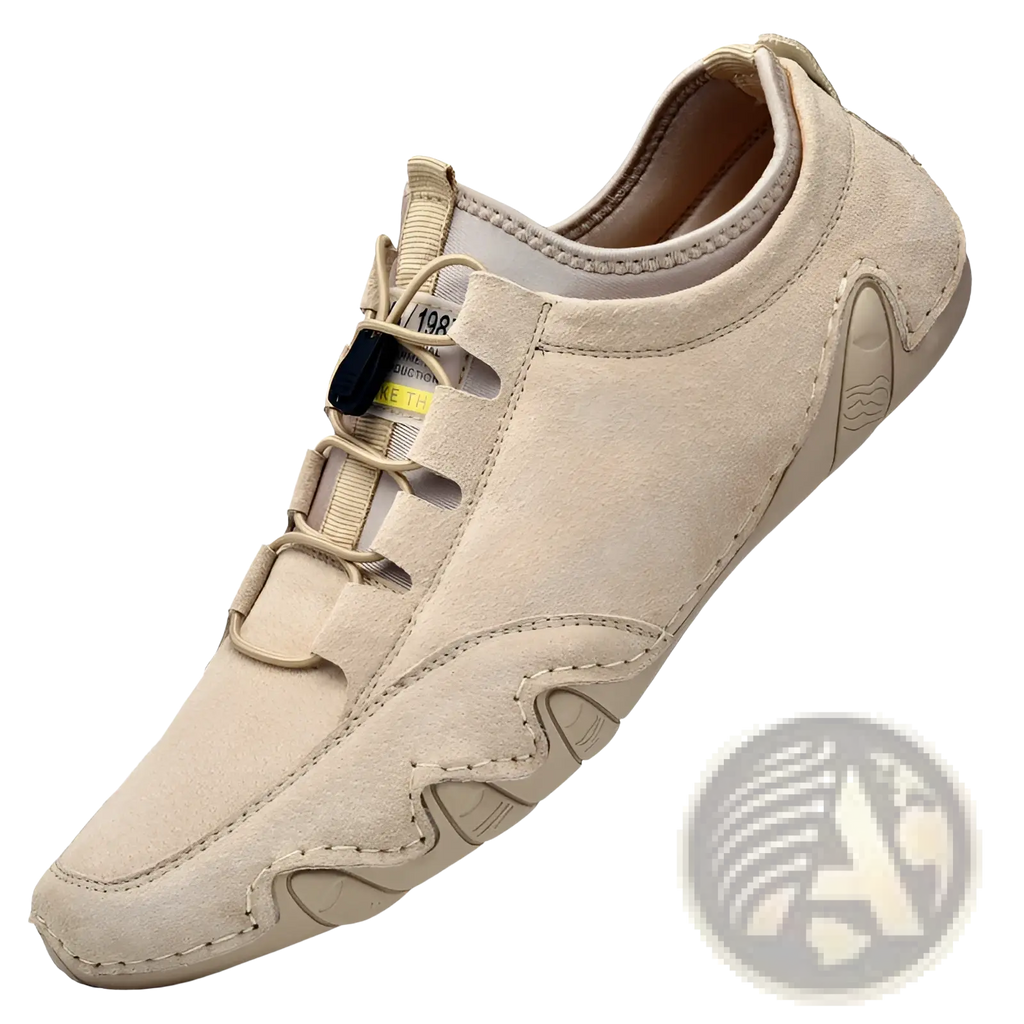 Beige Suede Leather Men's Low Top Leisure Shoes