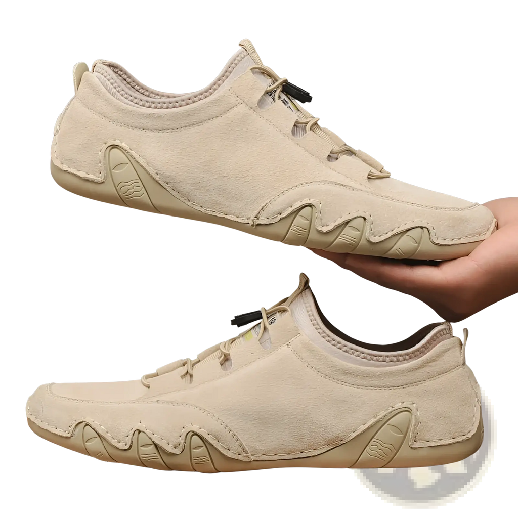 Beige Suede Leather Men's Low Top Leisure Shoes
