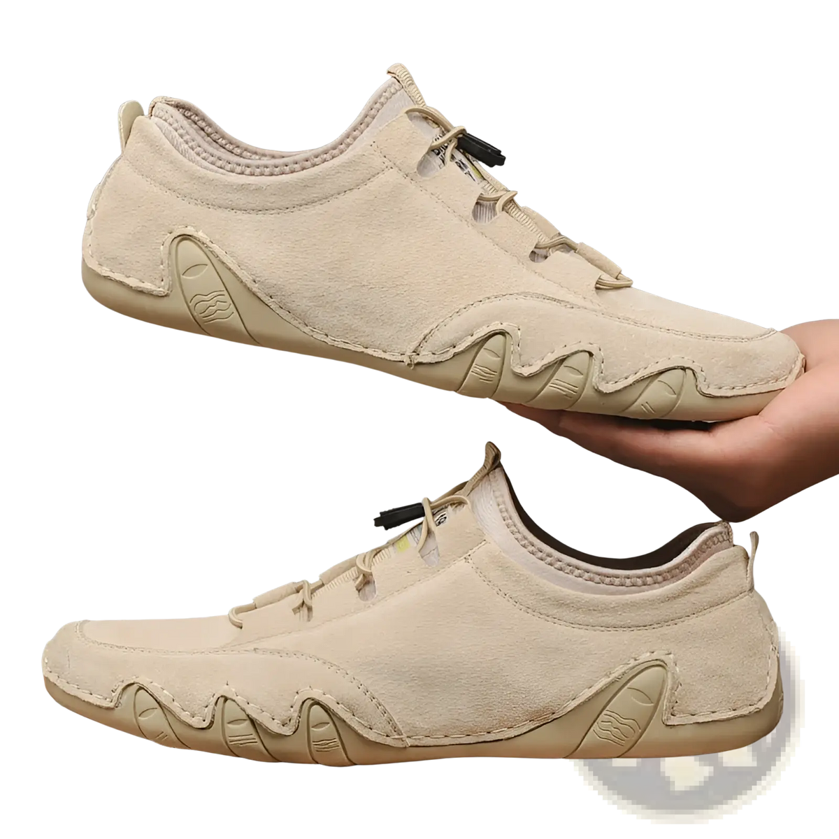 Beige Suede Leather Men's Low Top Leisure Shoes