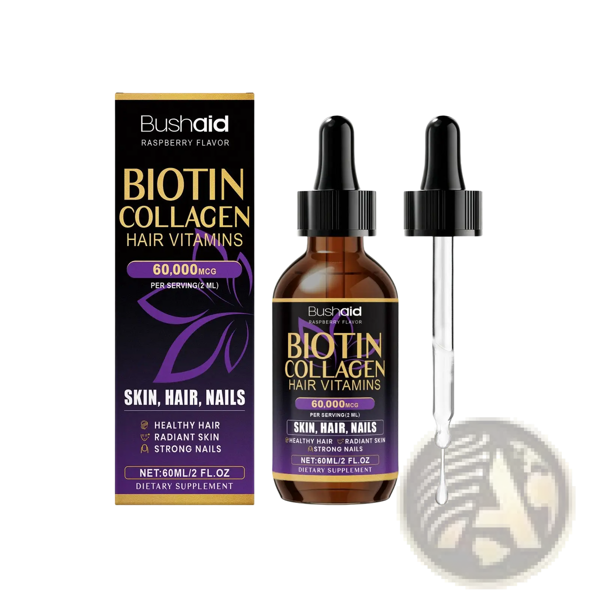 Biotin Collagen Hair Drops Raspberry Liquid Vitamin