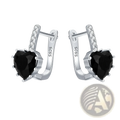 Black Heart Zircon Sterling Silver Huggie Earrings