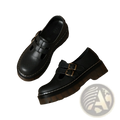 Black Leather Platform Brogue Mary Jane Shoes