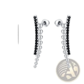 Black Zircon and Silver Beaded Cascading Drop Earrings