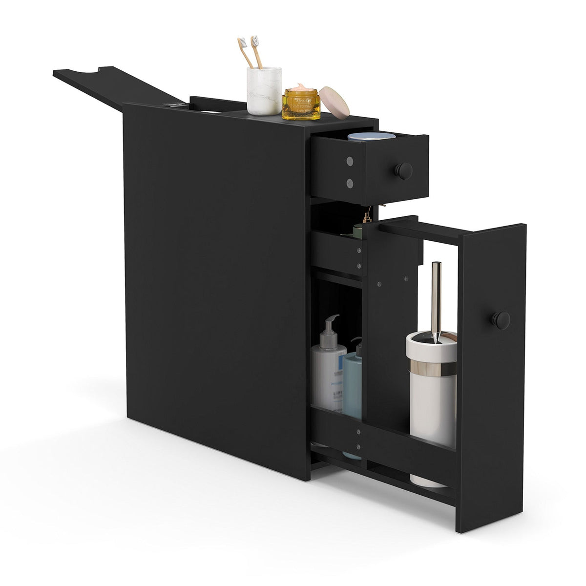 Black Bathroom Cabinet Space Saver Storage Organizer