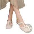 Bow Closed Toe Leather Mule Flats for Women