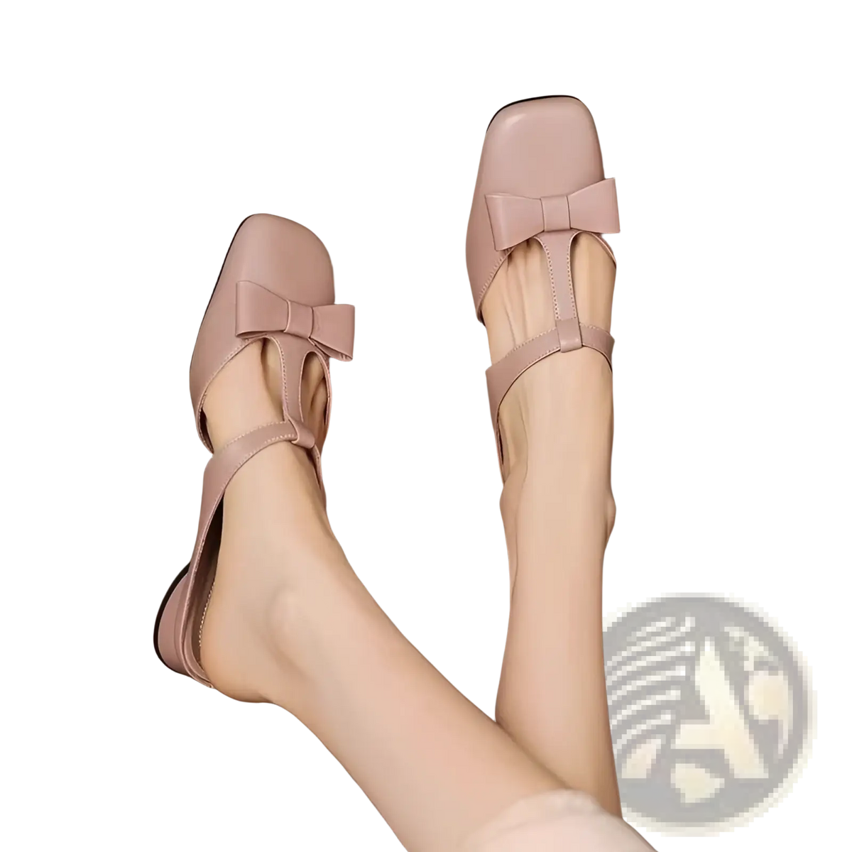 Bow Closed Toe Leather Mule Flats for Women