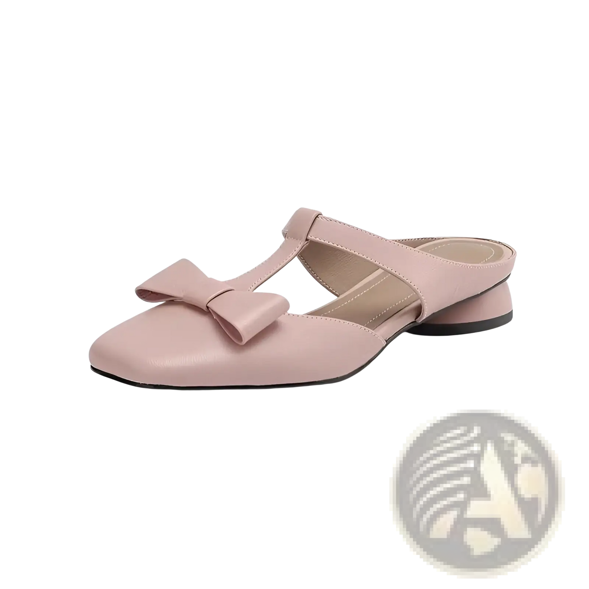 Bow Closed Toe Leather Mule Flats for Women