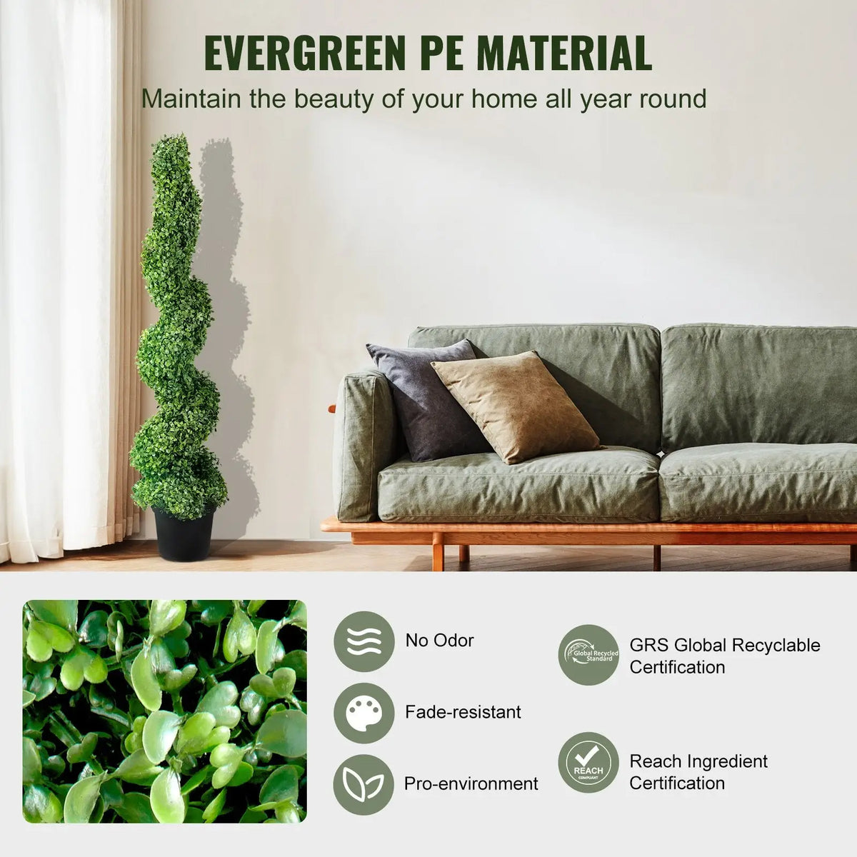 Boxwood Spiral Topiary Artificial Tree 122cm 2 Pack
