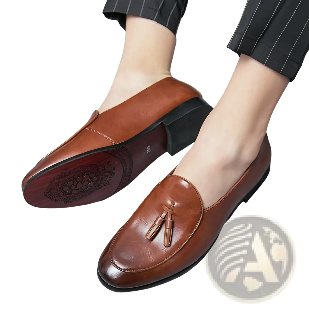 British Tassel Leather Loafers for Young Men