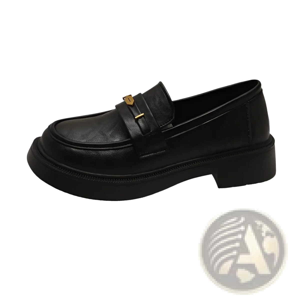 Brown Leather Loafers with Gold Buckle Detail