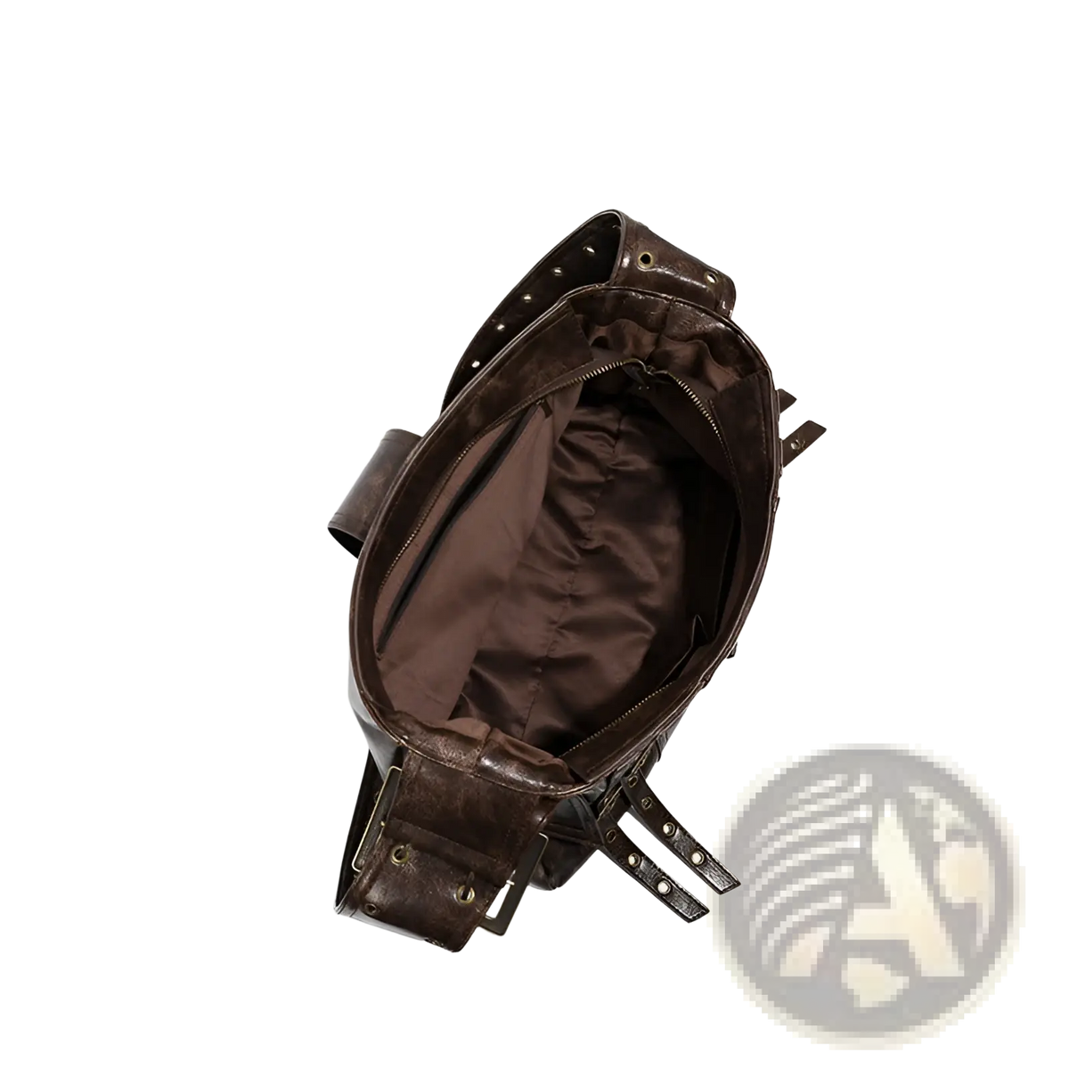 Brown Leather Punk Crossbody Bag with Rivets