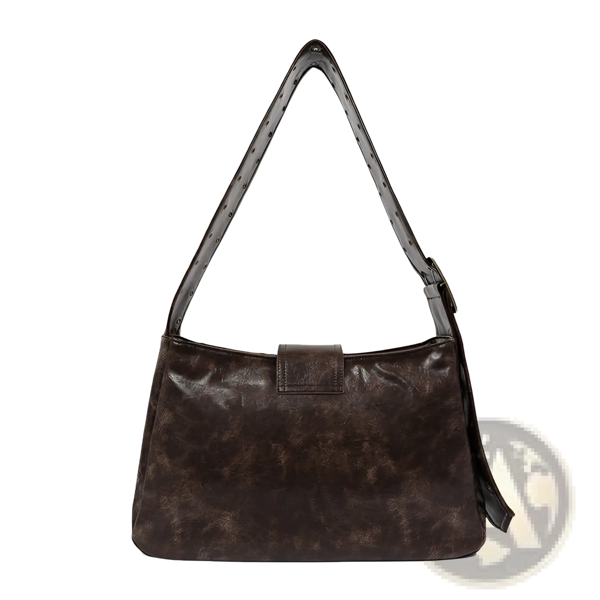 Brown Leather Punk Crossbody Bag with Rivets