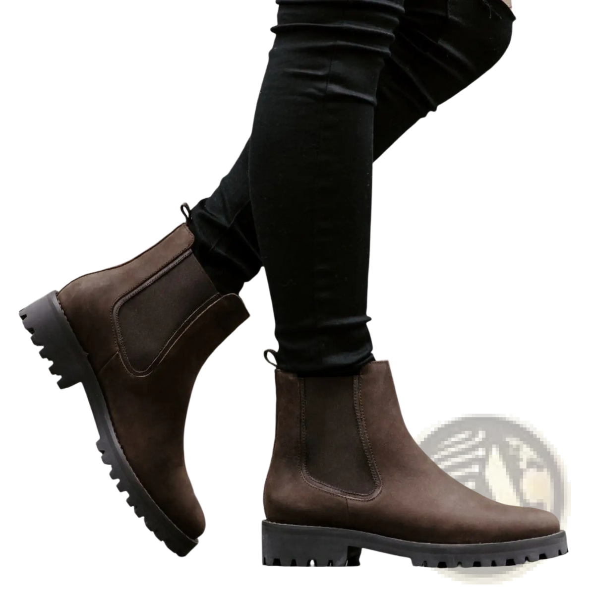 Brown Suede Chelsea Boots with Chunky Platform Sole