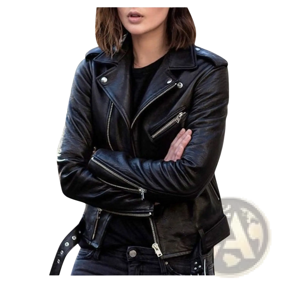 Burgundy Leather Biker Jacket with Silver Zippers