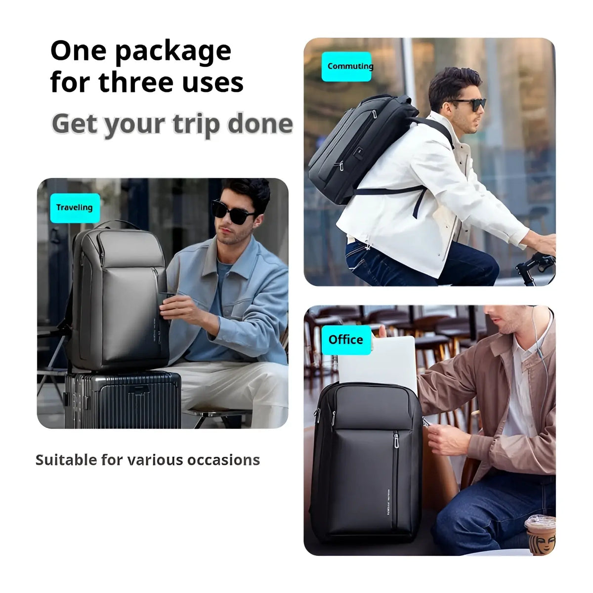 Business Travel Backpack Sleek Oxford Laptop Bag