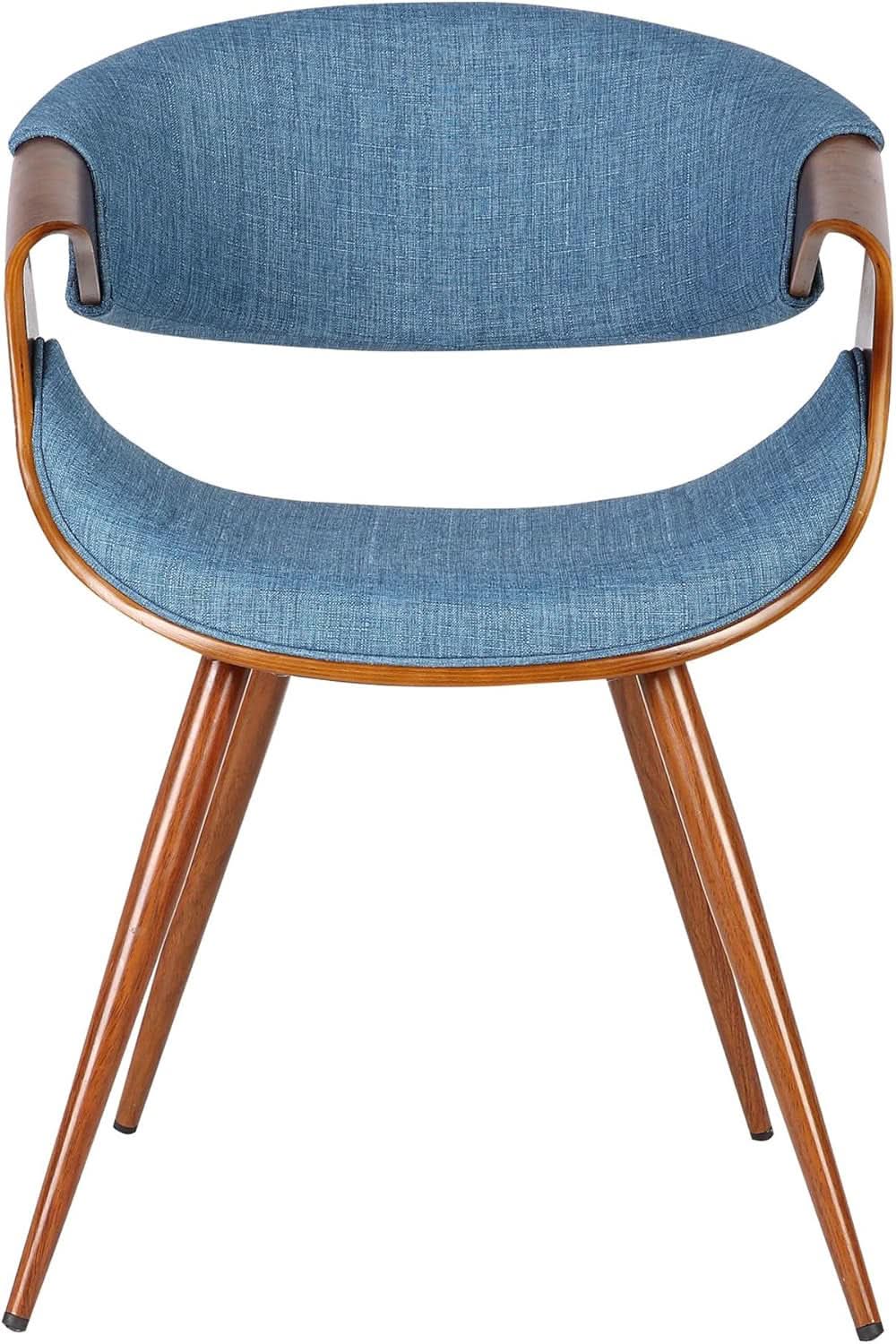 Butterfly Mid Century Modern Dining Chair Blue Upholstery Walnut Finish