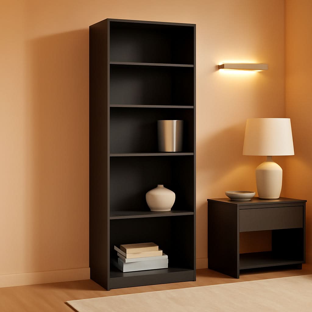 Jaya Black 5 Tier Bookcase For Home Office Storage