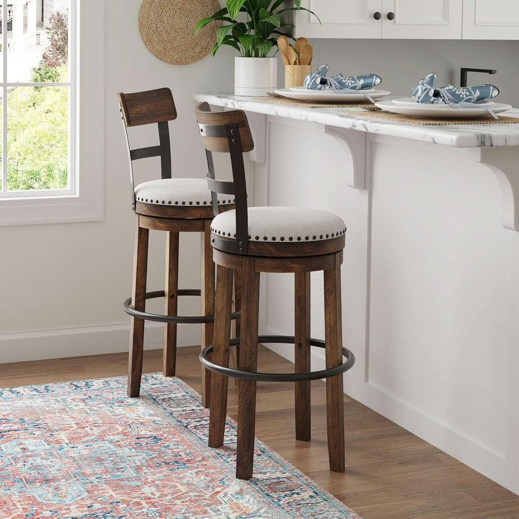 Valebeck 30 Inch Farmhouse Pub Height Bar Stool Brown