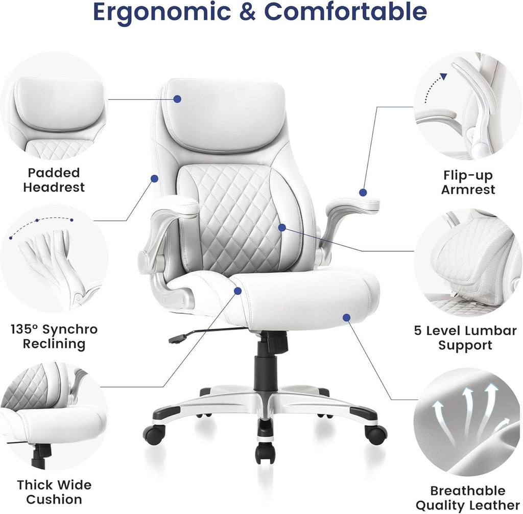 Ergonomic Office Chair With Adjustable Lumbar Support White
