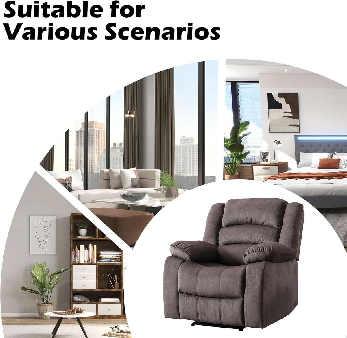 Brown Oversized Electric Recliner Chair With Plush Cushions