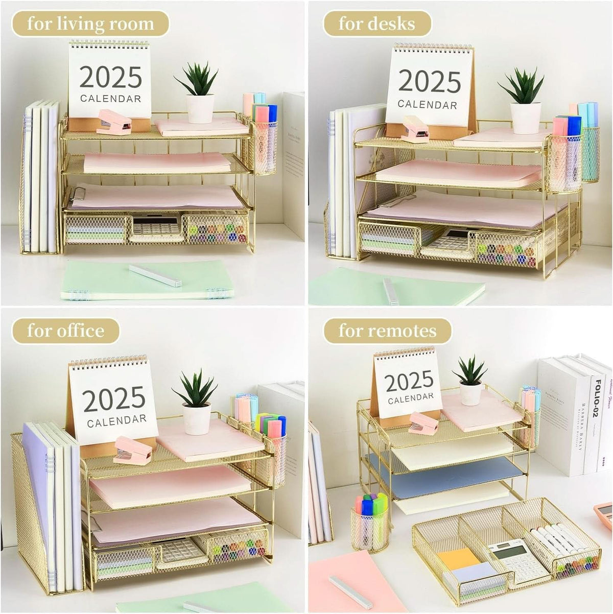 4 Tier Paper Tray Organizer With Drawer For Office Use