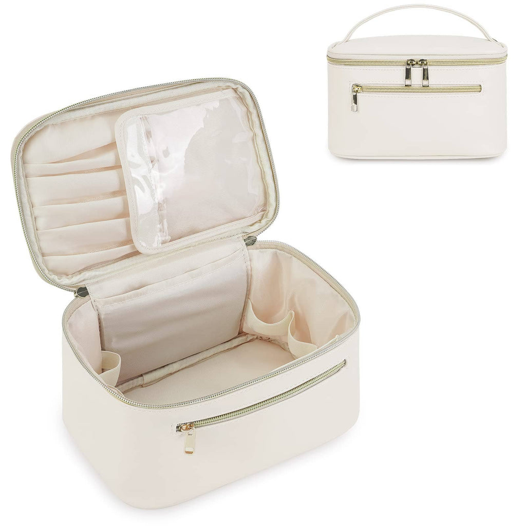 Vegan Leather Cosmetic Brush Bags Makeup Case : Milky White
