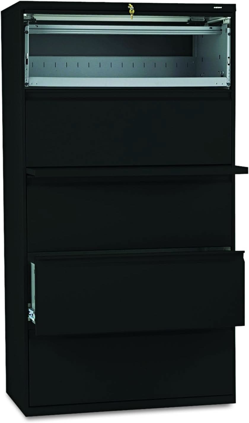 Five Drawer Lateral File Cabinet With Lock, 36W x 19.25D x 67H
