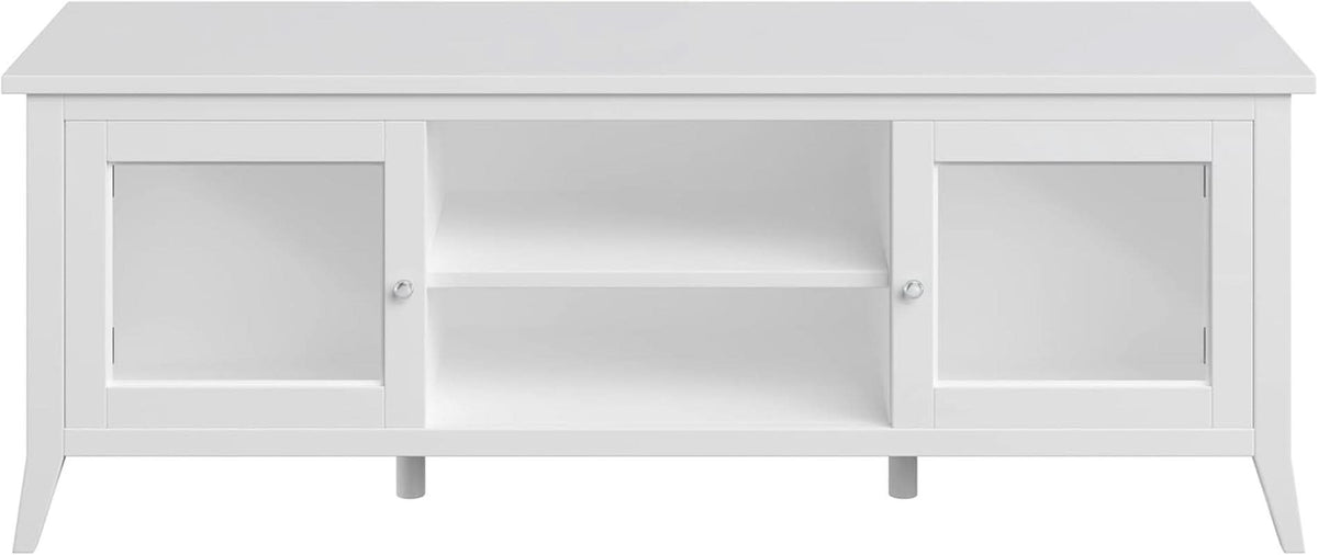 55 Inch TV Stand White With Storage Shelves And Cubbies