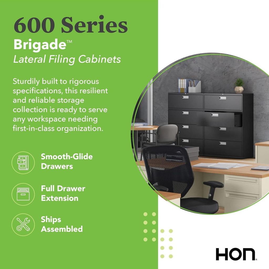 Lateral File Cabinet 4 Drawer Black Metal Office Storage