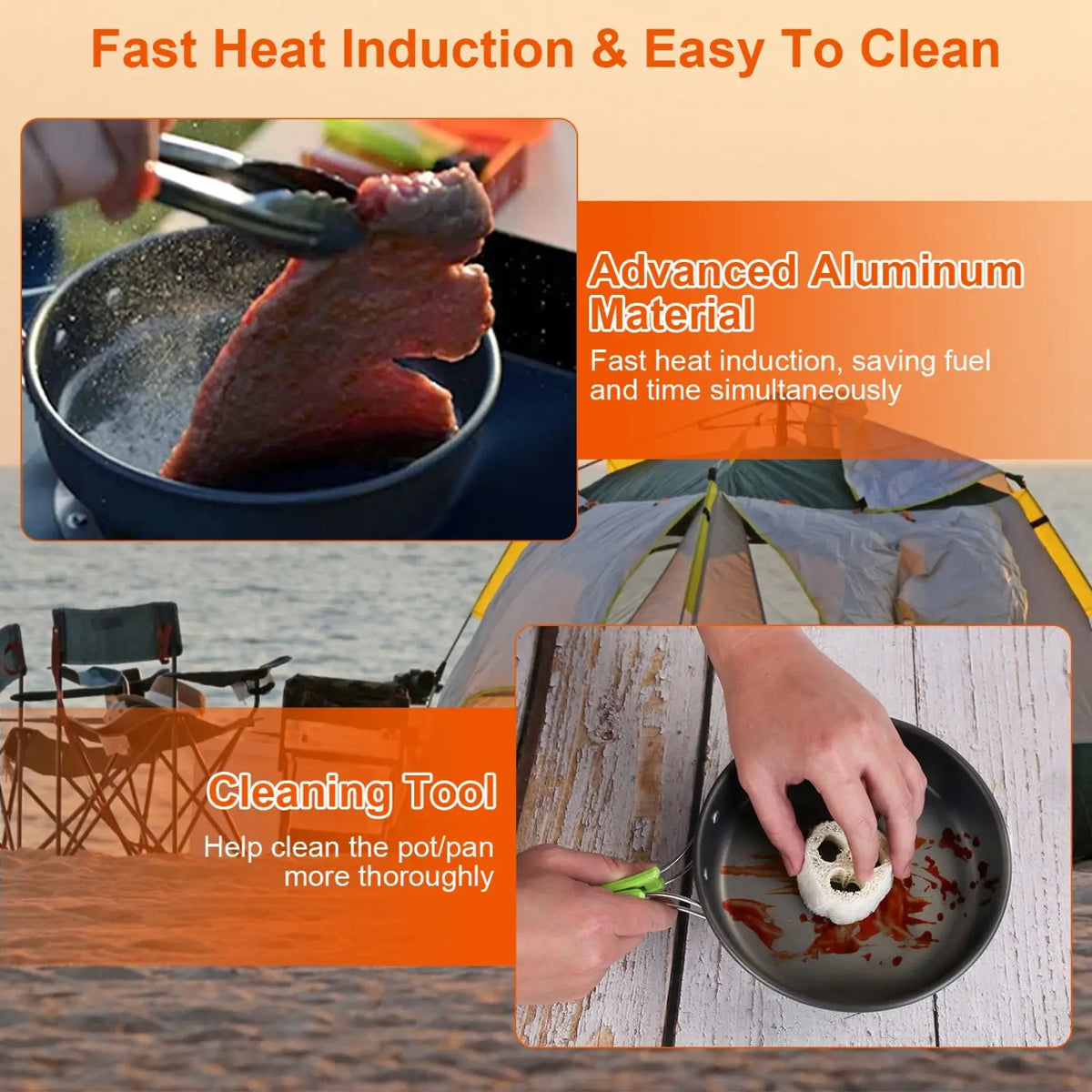 Camping Cookware Set 16pcs Outdoor Pot Pan Kettle Kit