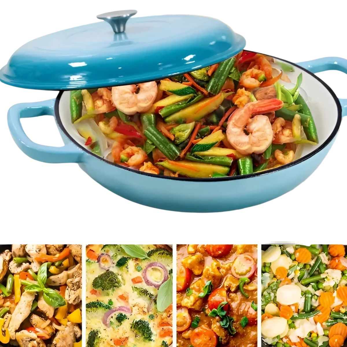 Cast Iron Braiser 3.8 Qt Enameled Casserole Pot