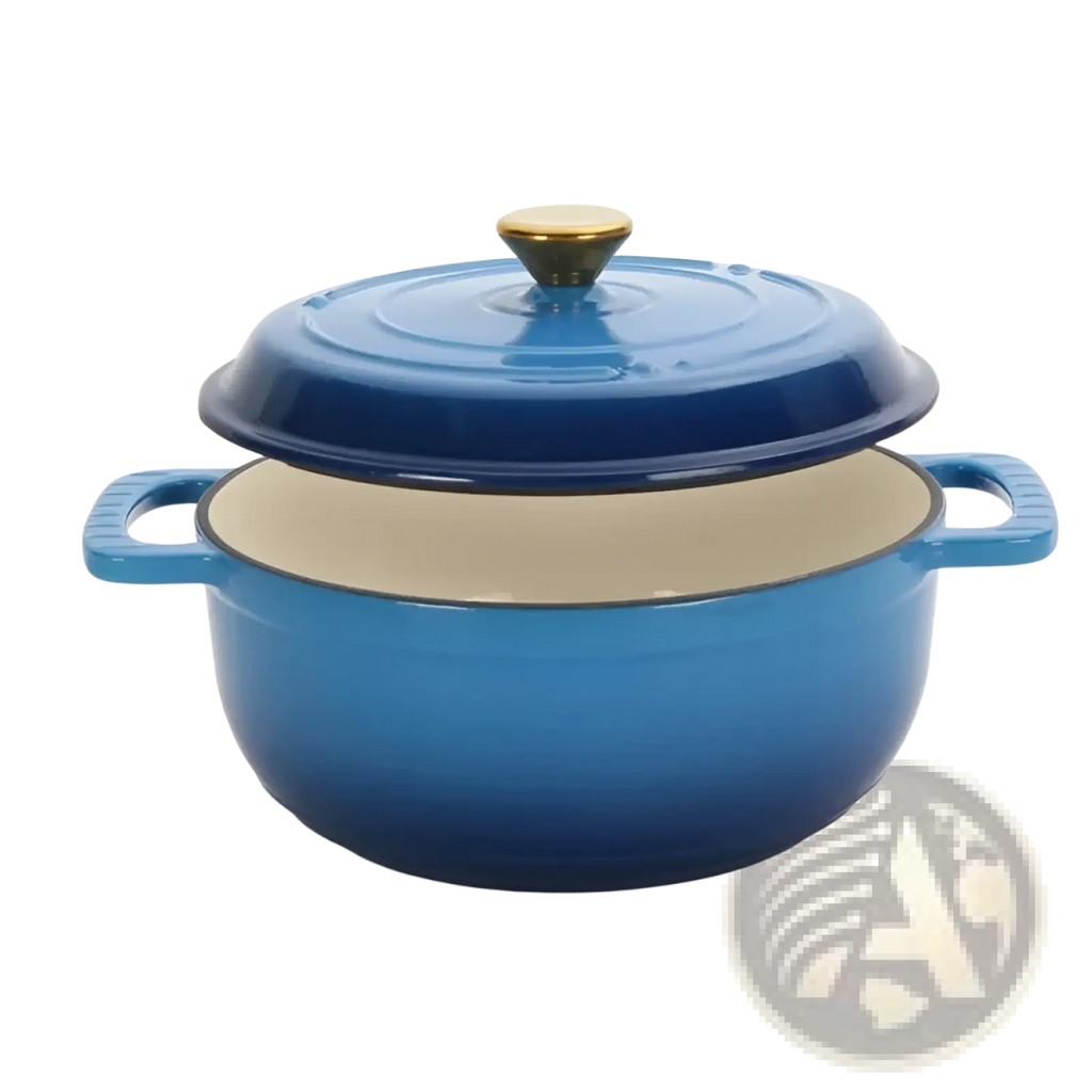 Cast Iron Dutch Oven 5qt Blue with Gold Knob