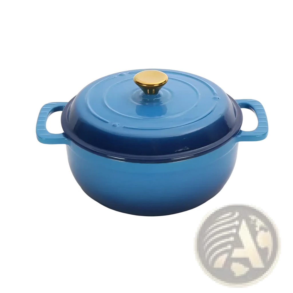 Cast Iron Dutch Oven 5qt Blue with Gold Knob
