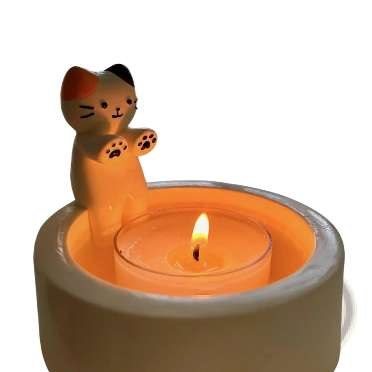 Cat Candlestick Holder Ceramic Kitten Tea Light Stand