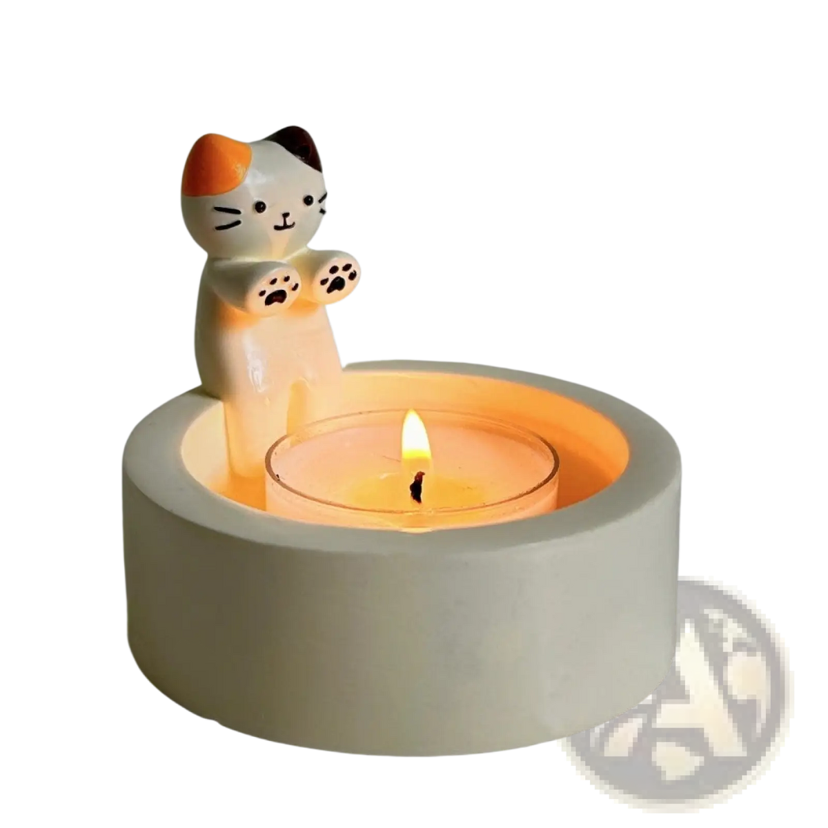 Cat Candlestick Holder Ceramic Kitten Tea Light Stand