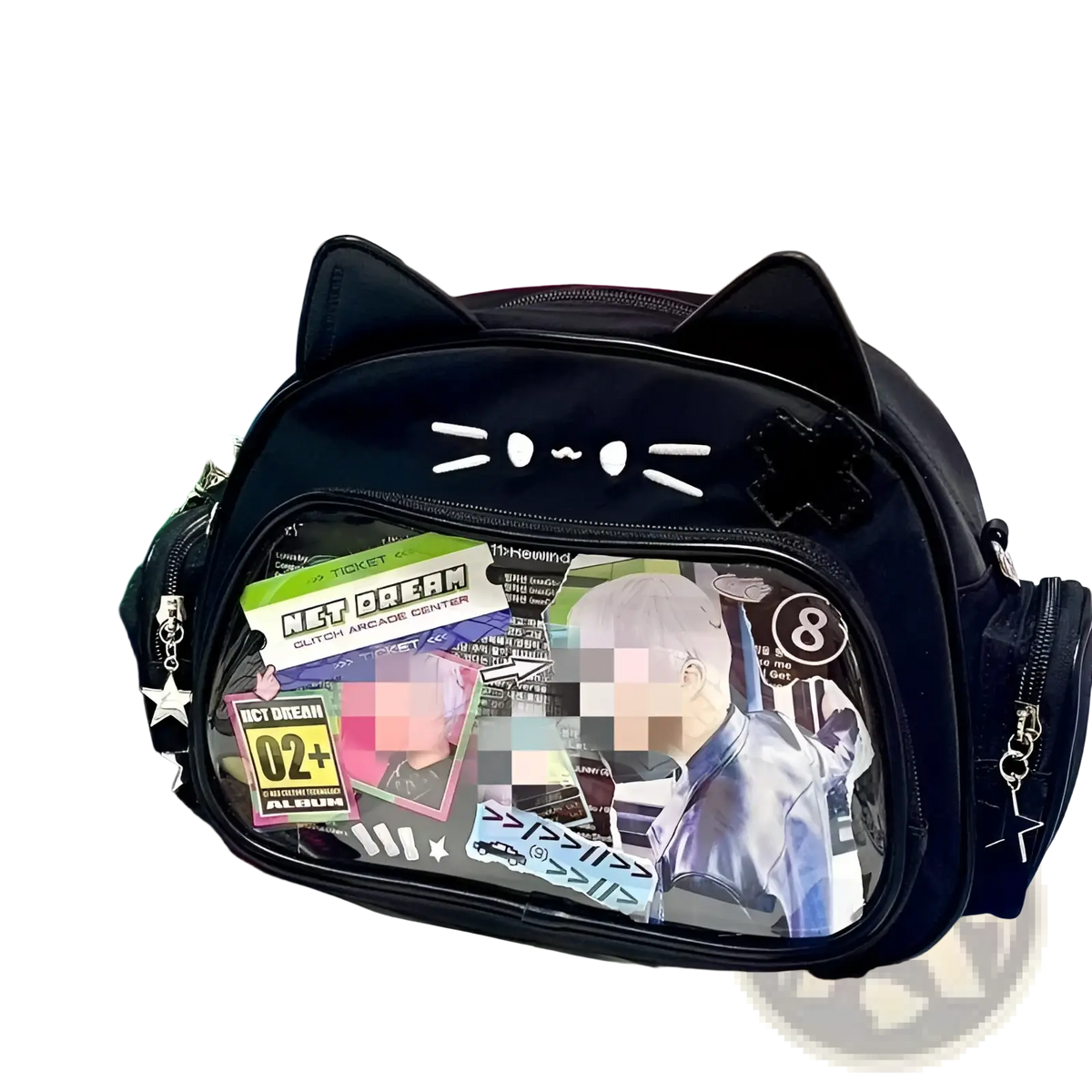 Cat Messenger Bag Clear Ita Panel Crossbody Bag