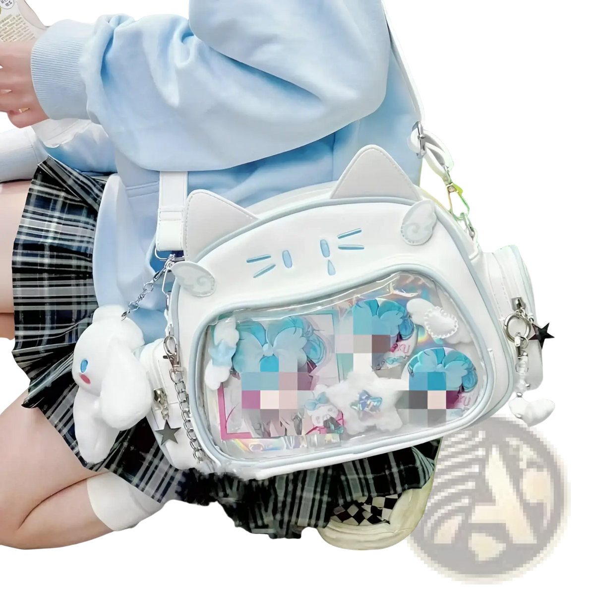 Cat Messenger Bag Clear Ita Panel Crossbody Bag