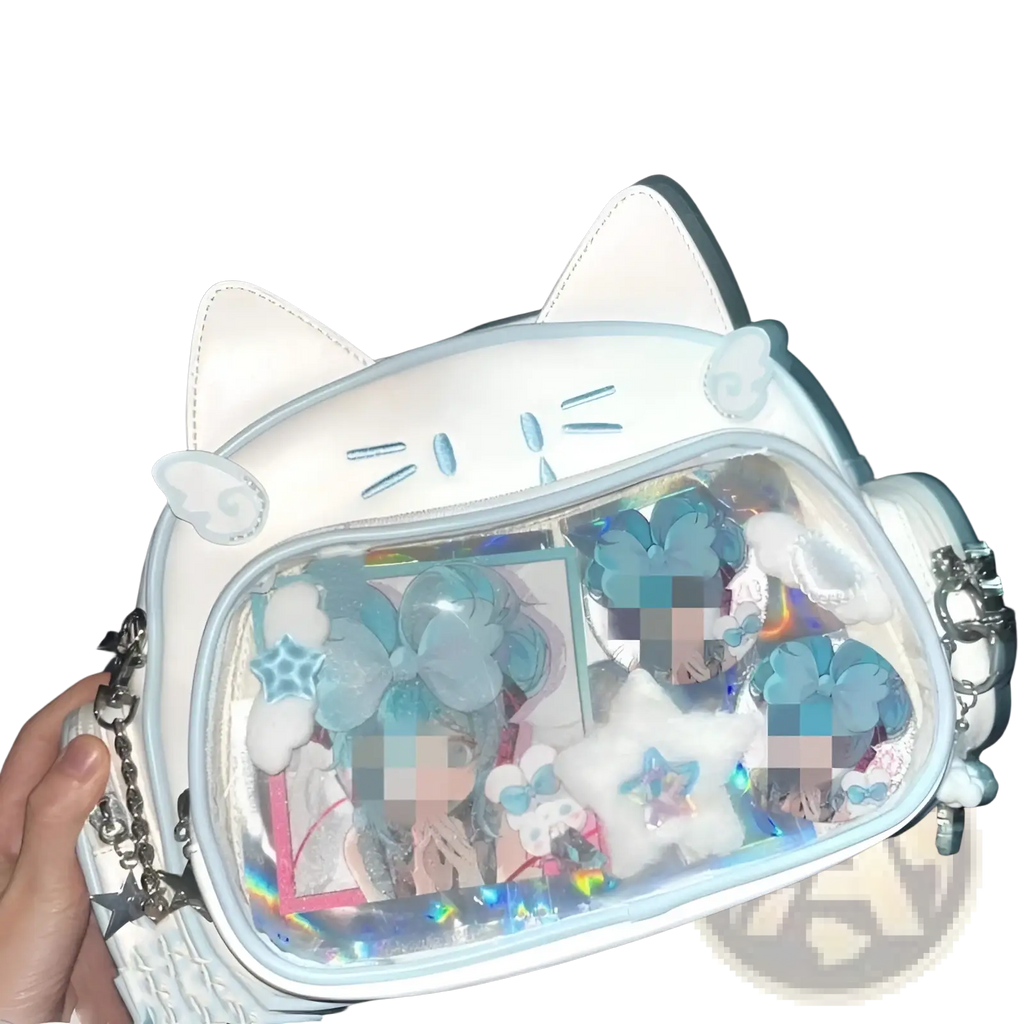 Cat Messenger Bag Clear Ita Panel Crossbody Bag