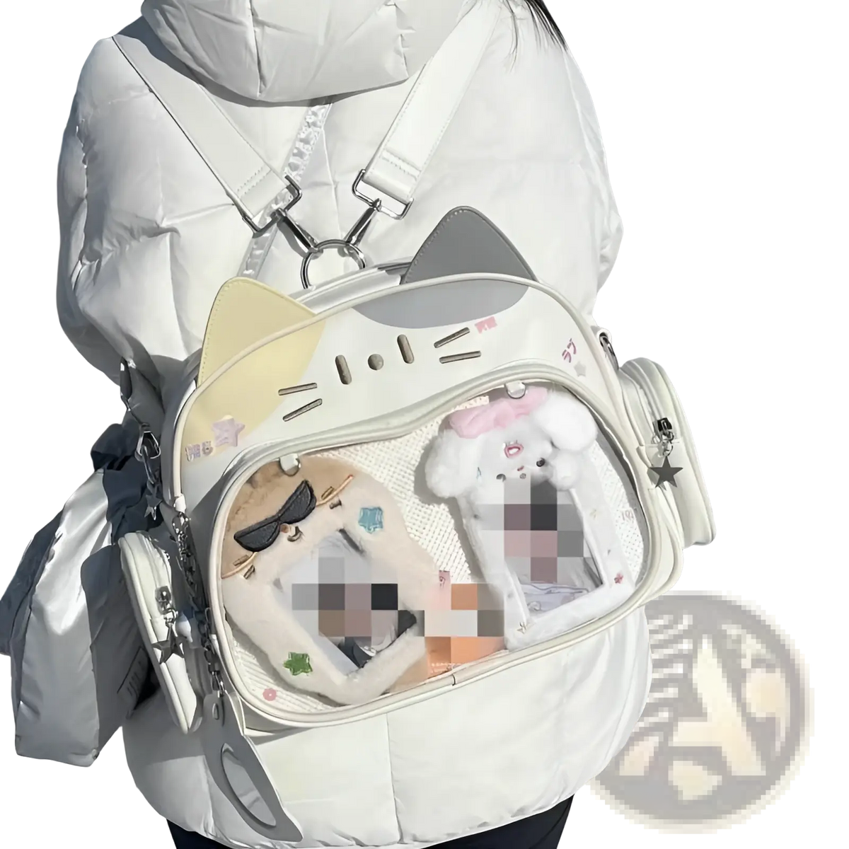 Cat Messenger Bag Clear Ita Panel Crossbody Bag