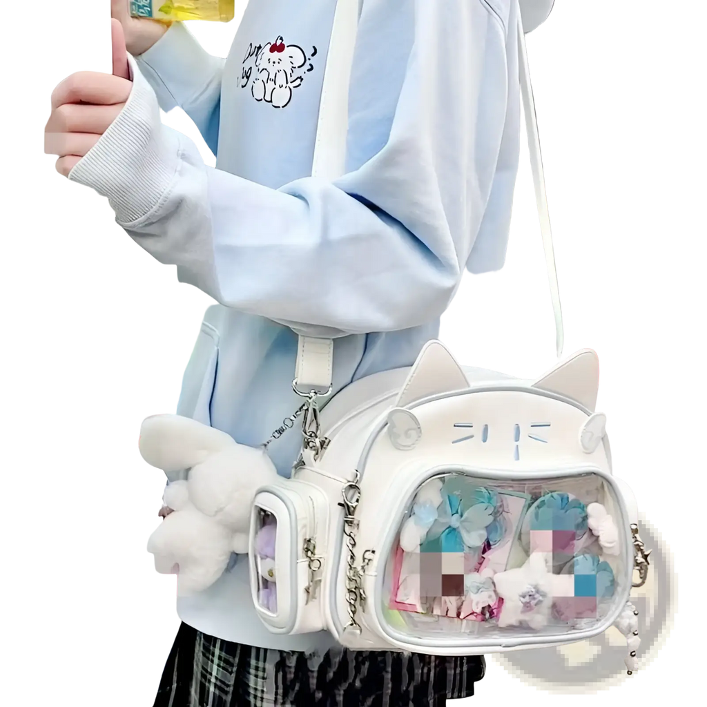 Cat Messenger Bag Clear Ita Panel Crossbody Bag