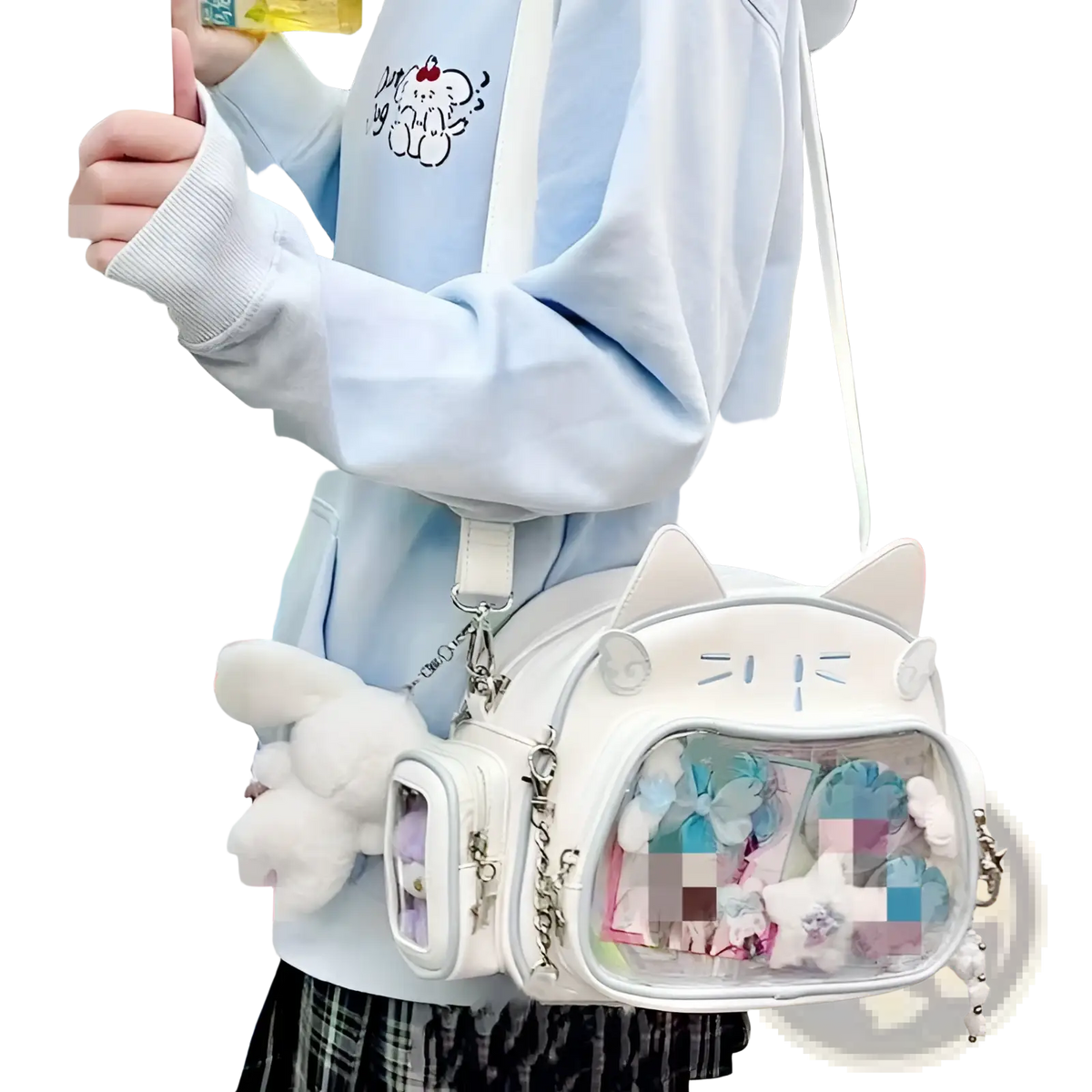 Cat Messenger Bag Clear Ita Panel Crossbody Bag