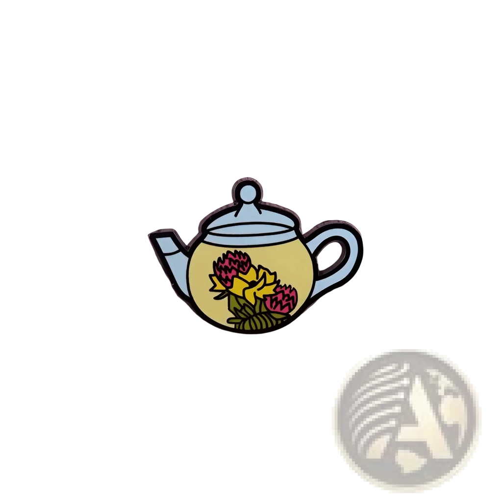 Cat Witch Teapot Enamel Pin Whimsical Copper Brooch
