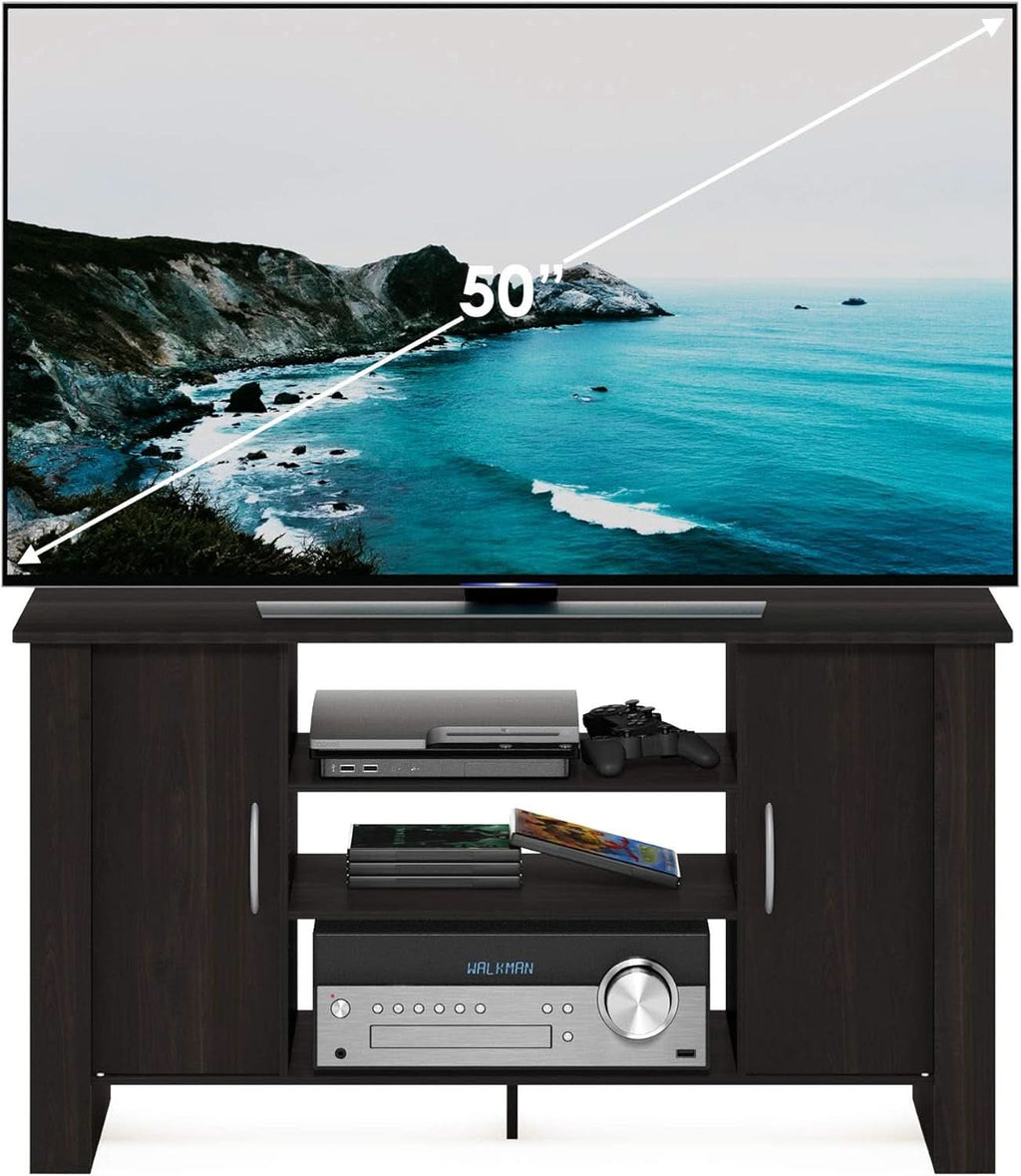 Econ Espresso TV Stand With Concealed Storage And Shelves