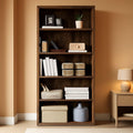 Rustic Brown Bookshelf Five Tier Adjustable Shelves