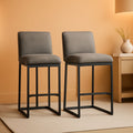 24 Inch Counter Height Leather Bar Stools Gray Set Of 2